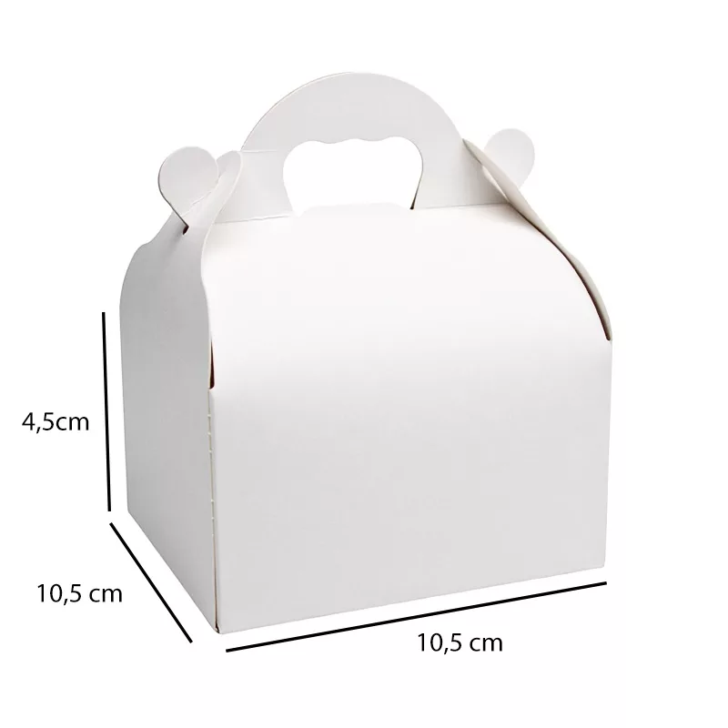 Caissette pâtissière blanche à poignée carton 10.5 x 10.5 x 4.5 cm par 50 – Image 3