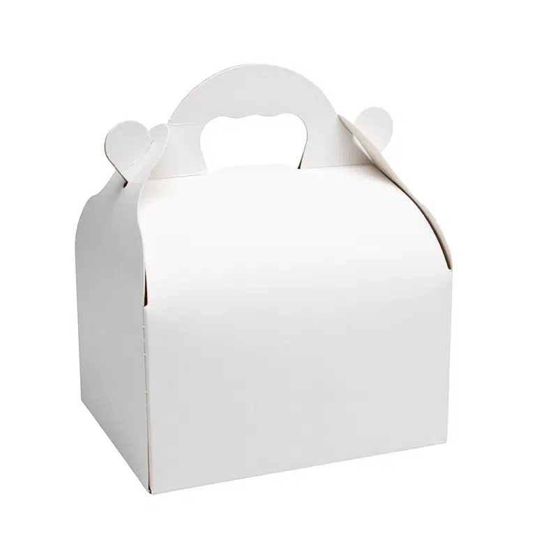Caissette pâtissière blanche à poignée carton 10.5 x 10.5 x 4.5 cm par 50 – Image 2